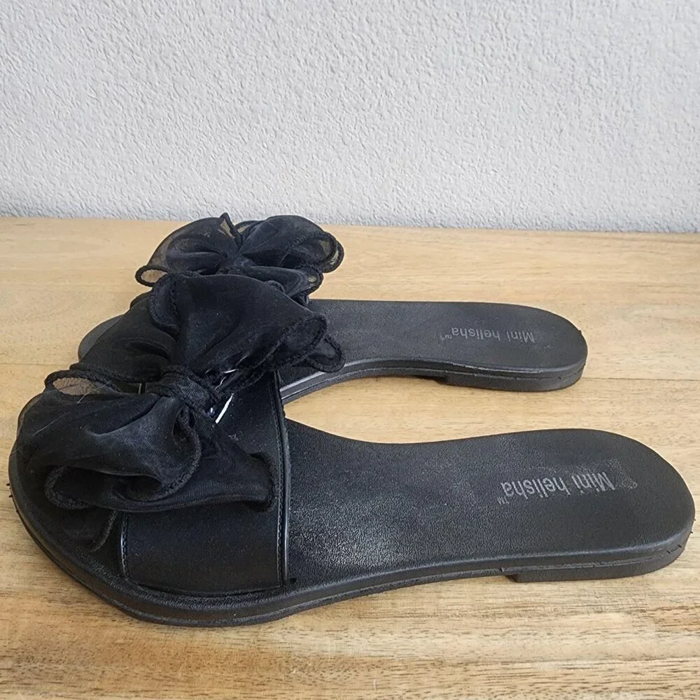 Mini Helisha Sandals Womens Size 38 Black Bow Slide Slip On Dressy MST-1718